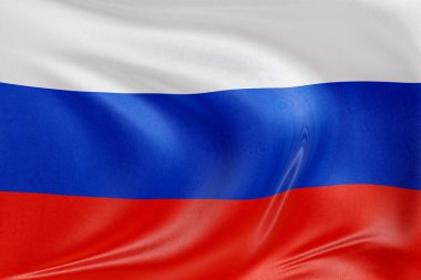 Rusya 'nın bayrağını dokulu kumaşla dalgalandırmak, nazikçe dalgalandırmak ve katlamak, pürüzsüz, dinamik hareket ve zarif tekstil detaylarıyla özgürlüğün ve kimliğin özünü yakalamak..