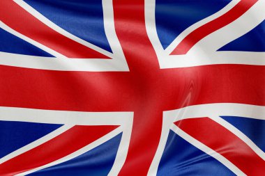 Birleşik Krallık bayrağını dokulu kumaşla dalgalandırmak, nazikçe dalgalandırmak ve katlamak, pürüzsüz, dinamik hareket ve zarif tekstil detaylarıyla özgürlüğün ve kimliğin özünü yakalamak..