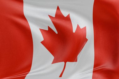 Dokulu kumaşla Kanada bayrağını sallamak, nazikçe dalgalanmak ve katlanmak, pürüzsüz, dinamik hareket ve zarif tekstil detaylarıyla özgürlüğün ve kimliğin özünü yakalamak..