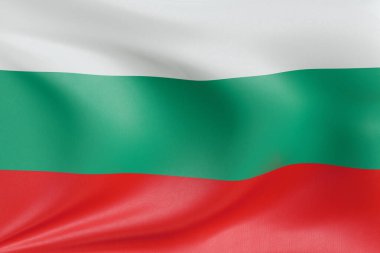 Yumuşak, dinamik hareket ve zarif tekstil ayrıntılarıyla özgürlüğün ve kimliğin özünü yakalayan, dokulu kumaşla Bulgaristan 'ın bayrağını sallayan, nazikçe dalgalanan ve katlayan.