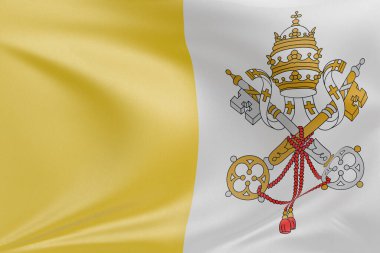 Kutsal Gör Vatikan Devleti 'nin bayrağını sallayan kumaşlı, nazikçe dalgalanan ve katlanan, pürüzsüz, dinamik hareket ve zarif tekstil detaylarıyla özgürlüğün ve kimliğin özünü yakalayan.