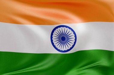 Dokulu kumaşla Hindistan 'ın bayrağını sallamak, nazikçe dalgalanmak ve katlanmak, pürüzsüz, dinamik hareket ve zarif tekstil detaylarıyla özgürlüğün ve kimliğin özünü yakalamak..