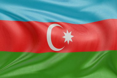 Azerbaycan bayrağını dokulu kumaşla sallamak, nazikçe dalgalanmak ve katlanmak, pürüzsüz, dinamik hareket ve zarif tekstil detaylarıyla özgürlüğün ve kimliğin özünü yakalamak..
