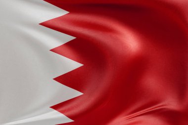 Dokulu kumaşla Bahreyn 'in bayrağını sallamak, nazikçe dalgalanmak ve katlanmak, pürüzsüz, dinamik hareket ve zarif tekstil detaylarıyla özgürlüğün ve kimliğin özünü yakalamak,.