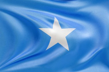 Yumuşak, dinamik hareket ve zarif tekstil detaylarıyla özgürlüğün ve kimliğin özünü yakalayan, kumaş dokusuyla dalgalı Somali bayrağını sallayan, nazikçe dalgalanan ve katlayan.