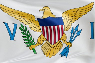 ABD Virjin Adaları 'nın bayrağını dokulu kumaşla dalgalandırmak, nazikçe dalgalandırmak ve katlamak, pürüzsüz, dinamik hareket ve zarif tekstil detaylarıyla özgürlüğün ve kimliğin özünü yakalamak..