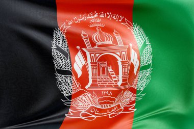 Yumuşak, dinamik hareket ve zarif tekstil detaylarıyla özgürlük ve kimliğin özünü yakalayan dokulu kumaşla Afganistan 'ın bayrağını sallamak..