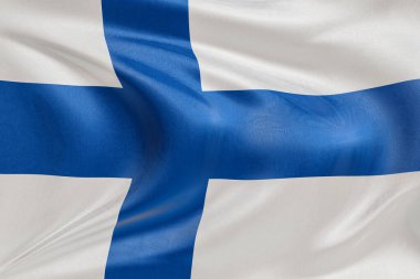 Dokulu kumaşla Finlandiya bayrağını sallamak, nazikçe dalgalandırmak ve katlamak, pürüzsüz, dinamik hareket ve zarif tekstil detaylarıyla özgürlüğün ve kimliğin özünü yakalamak.