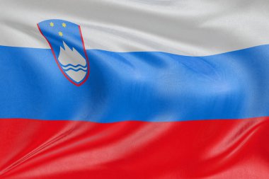 Slovenya bayrağını dokulu kumaşla sallamak, nazikçe dalgalanmak ve katlanmak, pürüzsüz, dinamik hareket ve zarif tekstil ayrıntılarıyla özgürlük ve kimliğin özünü yakalamak.