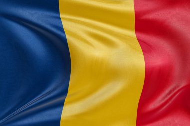 Çad 'ın bayrağını dokulu kumaşla dalgalandırmak, nazikçe dalgalandırmak ve katlamak, pürüzsüz, dinamik hareket ve zarif tekstil detaylarıyla özgürlüğün ve kimliğin özünü yakalamak..