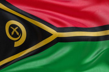 Vanuatu 'nun bayrağını dokulu kumaşla dalgalandırmak, nazikçe dalgalandırmak ve katlamak, özgürlüğün ve kimliğin özünü pürüzsüz, dinamik hareket ve zarif tekstil detaylarıyla yakalamak..