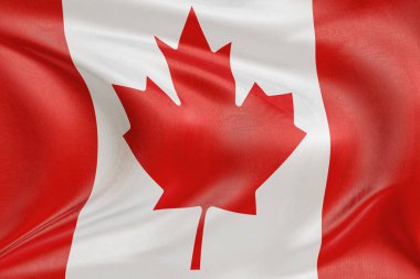 Dokulu kumaşla Kanada bayrağını sallamak, nazikçe dalgalanmak ve katlanmak, pürüzsüz, dinamik hareket ve zarif tekstil detaylarıyla özgürlüğün ve kimliğin özünü yakalamak..