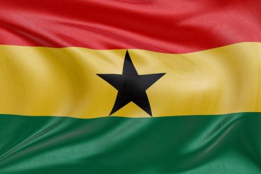 Gana bayrağını dokulu kumaşla sallamak, nazikçe dalgalanmak ve katlanmak, pürüzsüz, dinamik hareket ve zarif tekstil detaylarıyla özgürlüğün ve kimliğin özünü yakalamak..