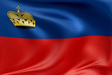 Lihtenştayn bayrağını dokulu kumaşla sallamak, nazikçe dalgalanmak ve katlanmak, pürüzsüz, dinamik hareket ve zarif tekstil detaylarıyla özgürlüğün ve kimliğin özünü yakalamak..