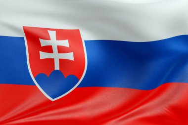 Slovakya bayrağını dokulu kumaşla dalgalandırmak, nazikçe dalgalandırmak ve katlamak, pürüzsüz, dinamik hareket ve zarif tekstil detaylarıyla özgürlüğün ve kimliğin özünü yakalamak..