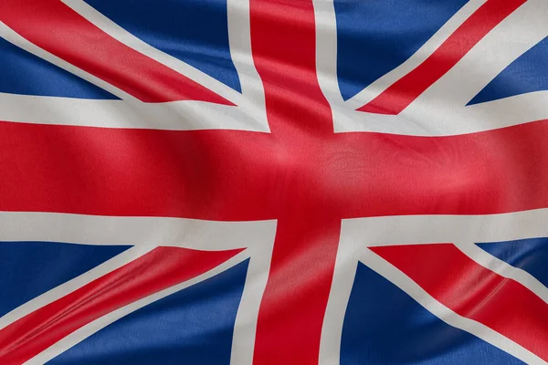 Birleşik Krallık bayrağını dokulu kumaşla dalgalandırmak, nazikçe dalgalandırmak ve katlamak, pürüzsüz, dinamik hareket ve zarif tekstil detaylarıyla özgürlüğün ve kimliğin özünü yakalamak..