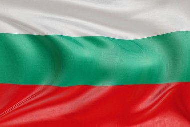 Bulgaristan 'ın vatansever bayrağı kumaş dalgaları ve gerçekçi tekstil kıvrımlarıyla sallanıyor, kimliği, mirası ve sürekli bağımsızlık ruhunu simgeliyor.