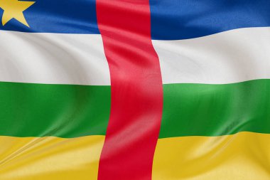 Orta Afrika Cumhuriyeti 'nin dokulu dalgalı bayrağı, zarif kumaş dalgaları ve kıvrımları birliğin, özgürlüğün, bağımsızlığın ve ulusal gururun özünü yakalıyor..