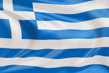 Yunanistan 'ın dokulu dalgalı bayrağı, zarif kumaş dalgalanmaları ve kıvrımları birlik, özgürlük, bağımsızlık ve ulusal gururun özünü yakalıyor.