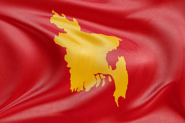 National flag of BD rippling in the wind, detailed cloth texture and realistic fabric motion, representing independence, heritage, and patriotic spirit.