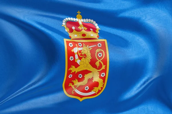 Finlandiya 98 'den 90' a 3 vatansever bayrak kumaş dalgaları ve gerçekçi tekstil kıvrımlarıyla sallanıyor, kimlik, miras ve ebedi bağımsızlık ruhunu simgeliyor..