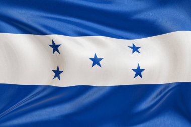 Rüzgarda dalgalanan Honduras bayrağı, detaylı kumaş dokusu ve gerçekçi kumaş hareketi, bağımsızlığı, mirası ve vatansever ruhu temsil ediyor..