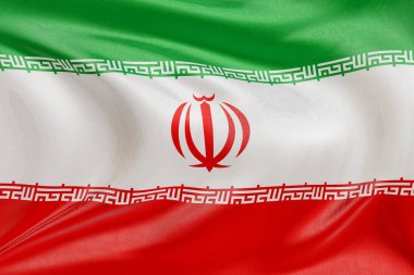 İran 'ın dokulu sallanan bayrağı, zarif kumaş dalgaları ve kıvrımları birliğin, özgürlüğün, bağımsızlığın ve ulusal gururun özünü yakalıyor..