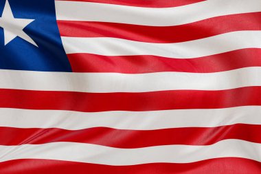 Liberya 'nın dokulu dalgalı bayrağı, zarif kumaş dalgaları ve kıvrımları birliğin, özgürlüğün, bağımsızlığın ve ulusal gururun özünü yakalıyor..