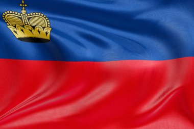 Liechtenstein 'in dokulu sallanan bayrağı, zarif kumaş dalgaları ve kıvrımları birliğin, özgürlüğün, bağımsızlığın ve ulusal gururun özünü yakalıyor..