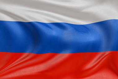 Rusya 'nın ulusal bayrağı rüzgarda dalgalanıyor, kumaş dokusu ve gerçekçi kumaş hareketi, bağımsızlığı, mirası ve vatansever ruhu temsil ediyor..