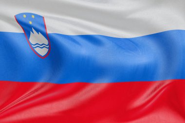 Slovenya vatansever bayrağı kumaş dalgaları ve gerçekçi tekstil kıvrımlarıyla sallanıyor, kimliği, mirası ve ebedi bağımsızlık ruhunu sembolize ediyor.