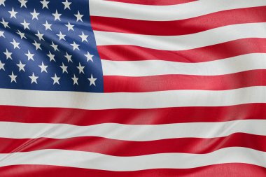Birleşik Devletler 'in dokulu sallanan bayrağı, zarif kumaş dalgalanmaları ve kıvrımları birliğin, özgürlüğün, bağımsızlığın ve ulusal gururun özünü yakalıyor..