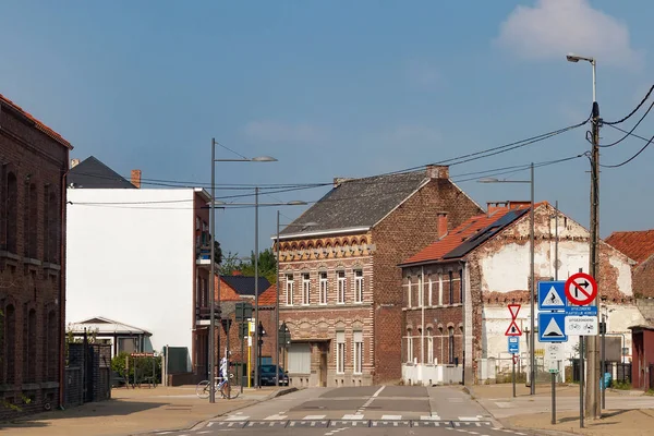 Hoegaarden Belçika Eylül 2014 Eski Tuğla Binalar Hoegaarden Stationsstraat Caddesi — Stok fotoğraf