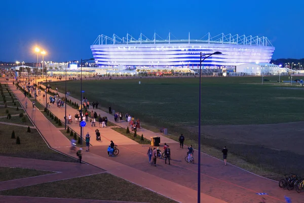 Kaliningrad Russie Juin 2018 Vue Nuit Stade Football Moderne Kaliningrad — Photo