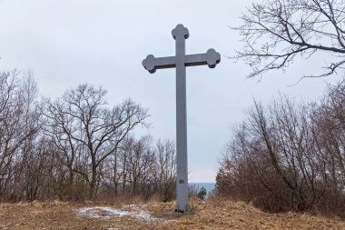 Beregovoe, Kaliningrad Oblast, Rusya Federasyonu - 30 Mart 2017: Memorial çapraz ünlü Christian Saint Adalbert Prag (Vojtech da bilinir) iddia edilen şehitlik yeri 23 Nisan 997.