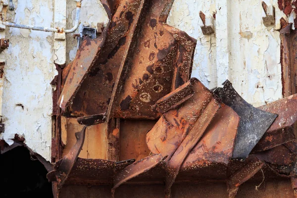 Partes Internas Del Buque Marino Desmantelado Que Fueron Cortadas Dejadas —  Fotos de Stock