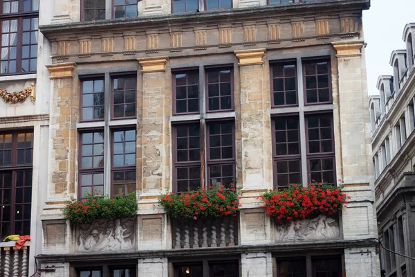 Detalhes Exterior Dos Edifícios Históricos Praça Grand Place Bruxelas Bélgica — Fotografia de Stock