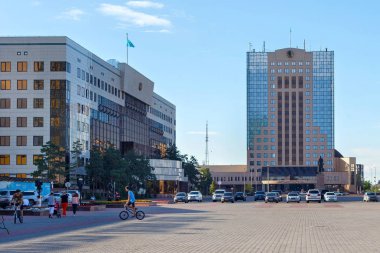 Astana, Kazakistan - 25 Temmuz 2017: Astana (Belediye Binası) Akimat bir bakış. Astana Kazakistan sermaye şehir ve ülkenin ikinci büyük kenti olduğunu.