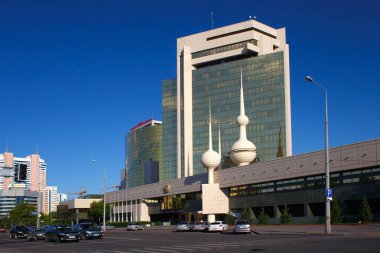 ASTANA, KAZAKHSTAN - JULY 25, 2017: View of the building of the Kazakhstan Ministry of Agriculture in center of town. Astana is the capital city of Kazakhstan. and the second-largest city in country.