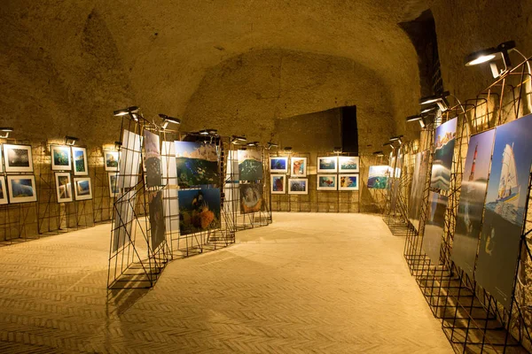 Naples Italia Octubre 2015 Exposición Fotográfica Local Castillo Medieval Castel — Foto de Stock