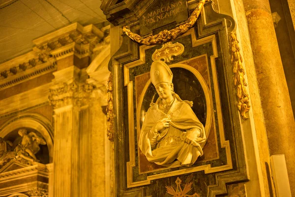 Naples Italie Octobre 2015 Sculpture Évêque Néapol Marcien Dans Cathédrale — Photo