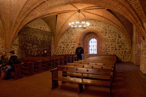 Wnętrza w zamku na wyspie Trakai. Budowę rozpoczęto w XIV w. przez Kestutis — Zdjęcie stockowe