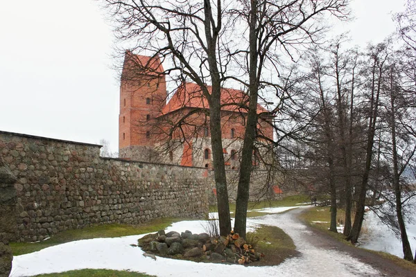 Trakai Adası Kalesi 'nin Kalesi. İnşaat 14. c. tarafından Kestutis başladı — Stok fotoğraf
