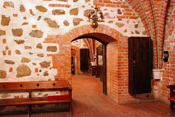 Trakai Adası Kalesi 'nde iç mekanlar. İnşaat 14. c. tarafından Kestutis başladı — Stok fotoğraf
