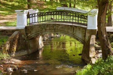 Nehri Kaliningrad Central Park içinde eski köprü