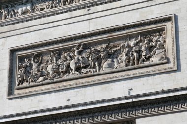 Paris, Fransa'daki ünlü Triumphal Arch'ın detayları. 