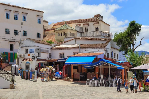 Chefchaouen Focco Mayıs 2017 Chaouen Şehir Merkezi Şehir Binalarının Mavi — Stok fotoğraf