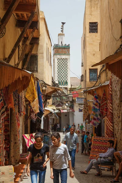 Fez Marruecos Mayo 2017 Personas Desconocidas Barrio Medina Fez Medina — Foto de Stock