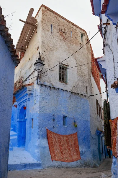 Uitzicht Blauwe Muren Van Medina Wijk Chefchaouen Marokko Stad Ook — Stockfoto