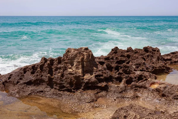 Vista Oceano Atlântico Costa Marrocos Dia Ensolarado — Fotografia de Stock